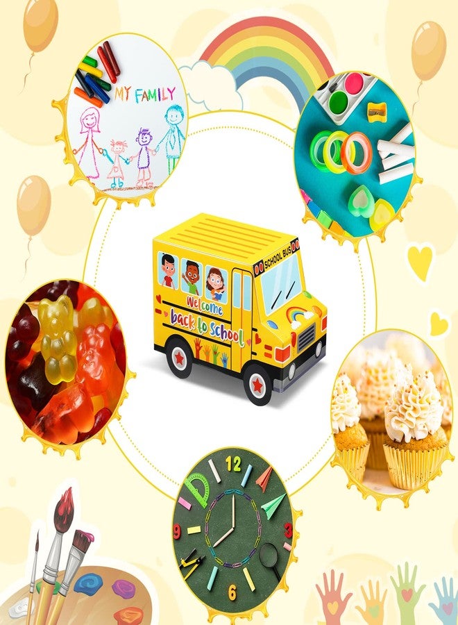 PerKoop 24 Pieces Back to School Treat Boxes School Bus Treat Boxes Yellow Bus Decoration Box for Kids Student Birthday Welcome Back to Classroom Party Candy Cookies Small Gift Decoration Supplies - Image 3
